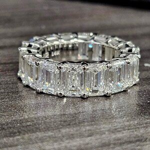 14k White Gold Lab - Grown Diamond 2.00ct Emerald Cut Eternity Band for $970